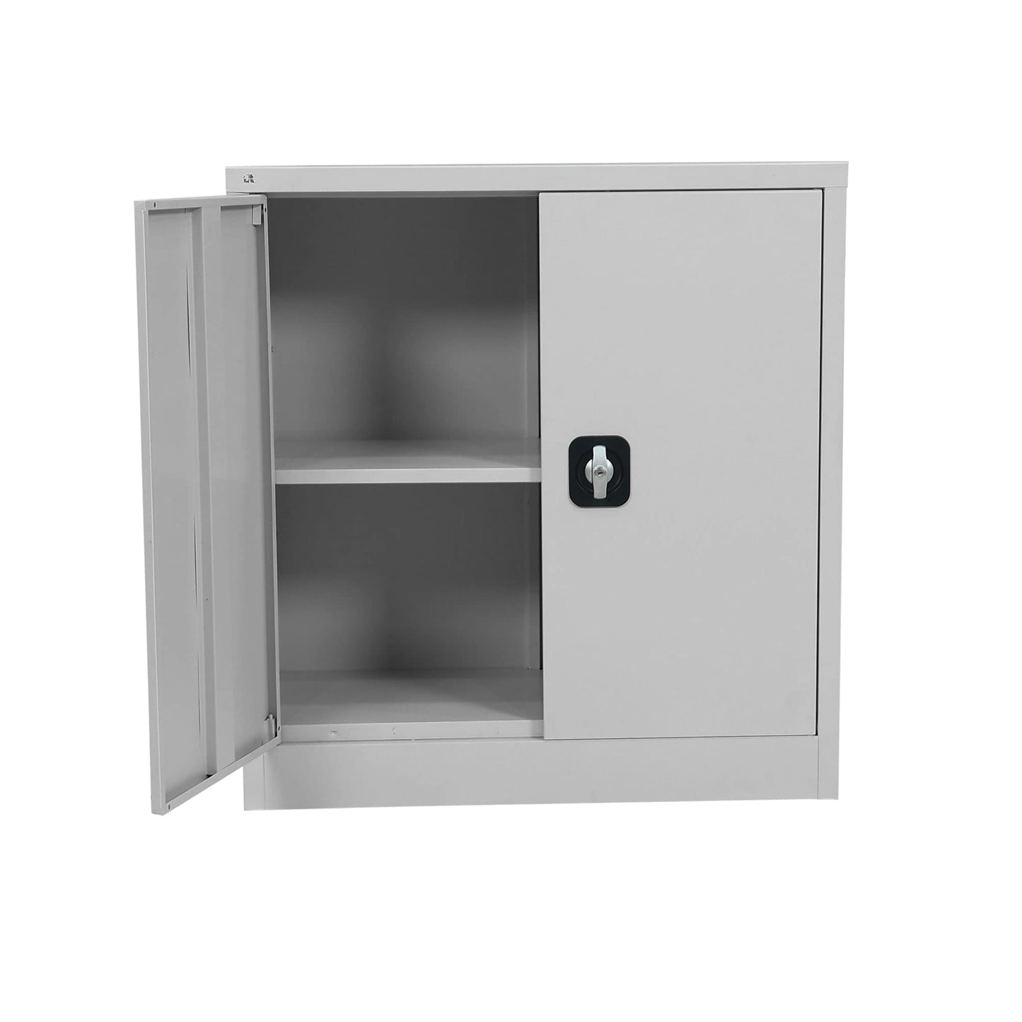 RIGID Office Cupboard Low Height, Steel Filing Cupboard, Cabinet with Shelves Storage Compartment (White)