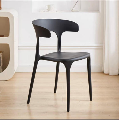 Modern Mid Century Premium Plastic Chair,Curved Back Dining Chairs For Kitchen Garden Lounge Meeting Room,1PCS (Black)