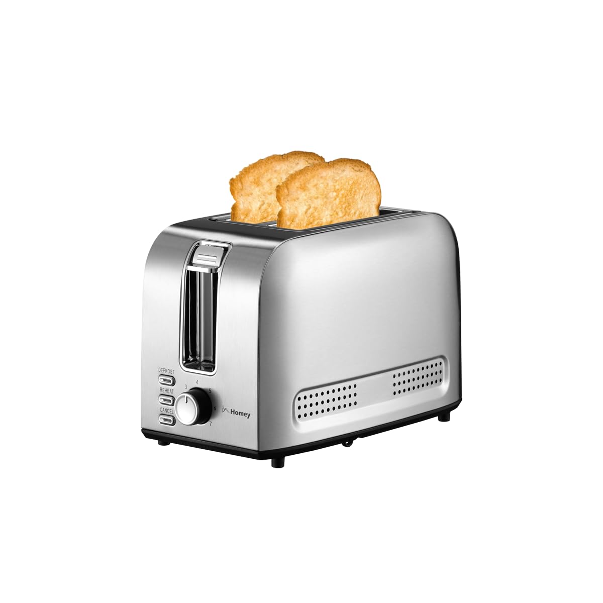 Homey Toaster 2 Slice, Bread Toaster, 7 Adjustable Browning Control,Reheat,Defrost,Cancel Function, with Removal Crumb Tray and Warming Rack, Black