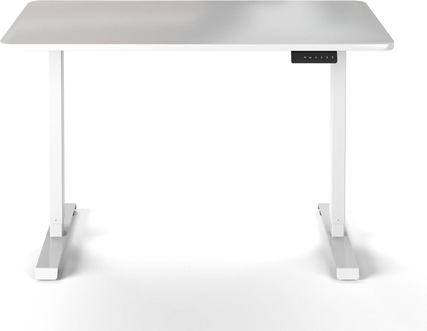 FOXBY TECH Electric Sit Stand Desk 55 x 24 Inch, Height Adjustable 70-114cm Standing Desk with Powerful Motor and 3 memory keys, Spacious Surface (All White Full Board)