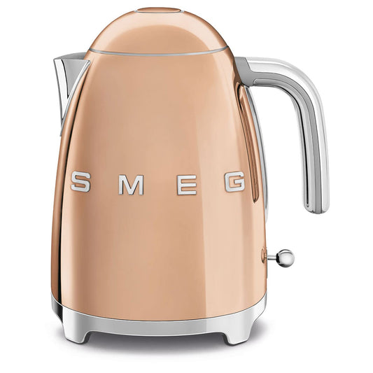 Smeg Klf03RgUK, 50'S Retro Style Kettle, 1.7 L Capacity With Water Level Indicator, 360 Swivel Base, Anti-Slip Feet, Soft Opening Lid, Stainless Steel, Rose Gold,1 Year Warranty