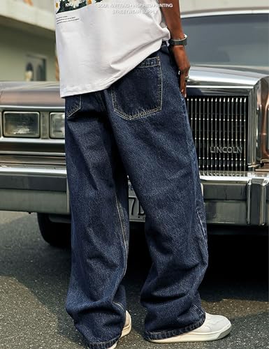 Men's Vintage Hip Hop Style Baggy Skater Jeans Denim Loose Fit Dance Skateboard Pants