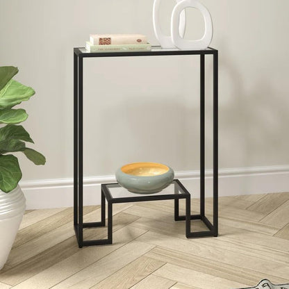 LINGWEI Modern Console Table with Glass Shelves & 1.3cm Thick Metal Frame - Pre-Assembled 3-Tier Entryway Table for Living Room, Hallway, or Sofa Side (Style-3)