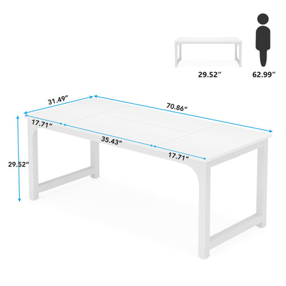 Tribesigns Computer Desk, Large Office Desk Computer Table Study Writing Desk for Home Office, Walnut + Black Leg, 63 X 23.6 inch