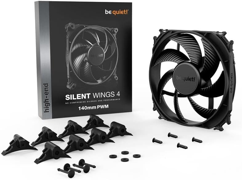 Be Quiet! BL097 Silent Wings 4 140mm PWM high-Speed, 1900 RPM, Premium Cooling Fan, 4-Pin - Black