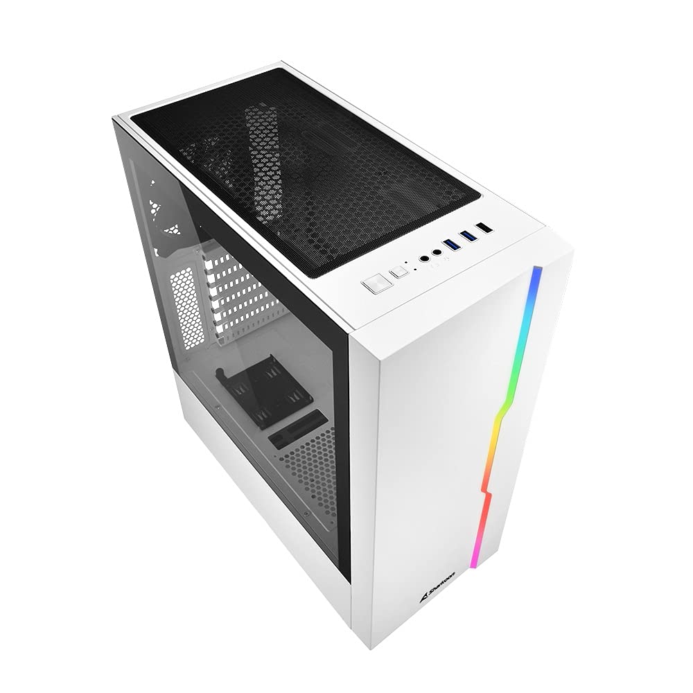 Sharkoon RGB Slider ATX PC Case, Tempered glass, compatible with Mini-ITX, Micro-ATX, ATX, 7 Expansion slots, 14 Modes addressable RGB - White