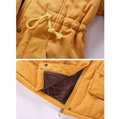 Yudesundo Down Padded Jackets for Women - Parka Winter Wear Overcoat Warm Waist Slim Fit Full Zipped Casual Faux Fur Lined Long Jackets