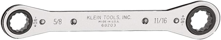 Klein Tools 68206 Ratcheting Box Wrench 13/16-Inch x 7/8-Inch with Reverse Racheting and Chrome Plated Finish