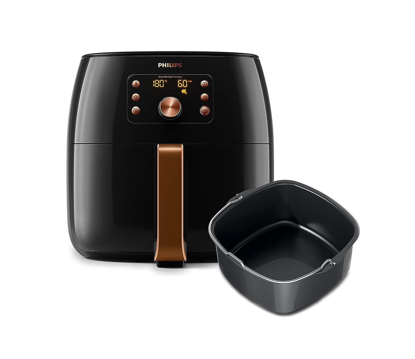 Philips XXL Airfryer - 2225W, 7.3L, 1.4KGs, Smart Sensing Technology, Rapid Air Technology, Black/Copper - HD9863/91