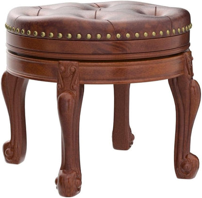 Wooden Twist Foot Stool Round Ottoman Mid Century Foot Rest Cushion for Living Room