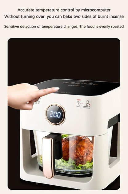 Air Fryer 6L Glass with Touch Screen, Self Timer, and 8 Cooking Presets Transparent Dishwasher-Safe XL Air Fryers 4.2L Basket Size - OSH ®