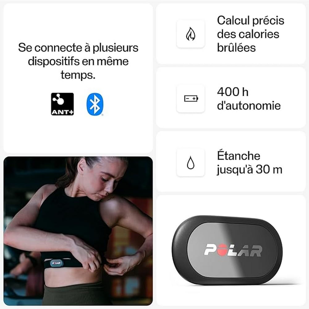 Polar H10 Heart Rate Monitor – ANT+, Bluetooth - Waterproof HR Sensor with Chest Strap - Built-in memory, Software updates - Works with Fitness apps, Cycling computers, Black, M-XXL