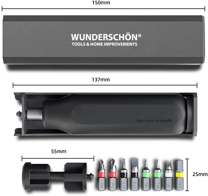 WUNEDRSCHÖN | 40 in 1 Multi Functional Reattaching Screwdriver Set Compact Metal Case_Suitable for Install and Repair Computer- Furniture - Automotive Parts - Appliances - Electronics (Model A-X40)