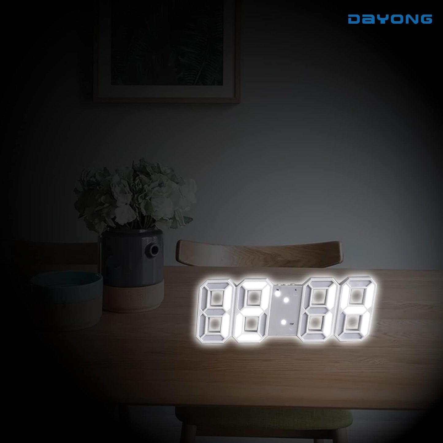 DAYONG 3D LED Digital Wall Clock Table Desktop Alarm Clock Nightlight For Home Living Room Office