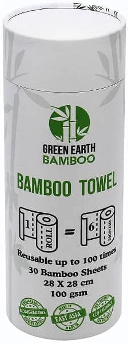 Green Earth Bamboo - Reusable Paper Towels - (30 sheets) Made from Bamboo Fibers - Biodegradable & Eco-Friendly