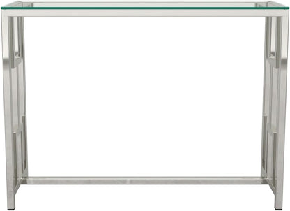 RIGID Console Table | Corner End Table with Stainless Steel Frame and Glass Top for Living Room, Office