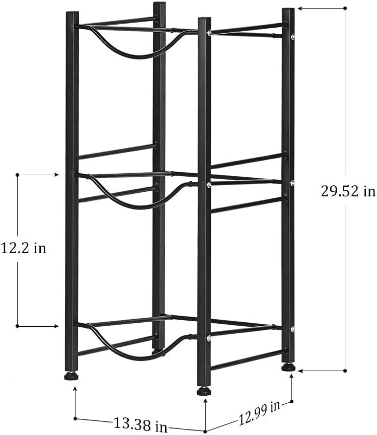 ECVV Water Cooler Jug Rack 3 Tier Water Bottle Storage Organizer Durable and Steady with Rubber Base for 5 Gallon Bottles Black