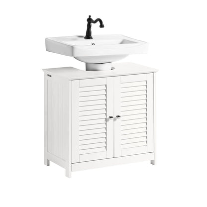 SoBuy (UAE STOCK) FRG237-II, Under Sink Cabinet Bathroom Vanity Unit Bathroom Storage Cabinet with Double Shutter Doors, Suitable for Pedestal Sinks (dark grey)