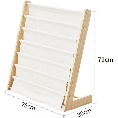 Solid wood children's bookshelf picture book shelf baby toys baby simple landing magazine rack books shelf books. Storage rack natural beige suspender bookshelf children's bedroom playroom toy locker