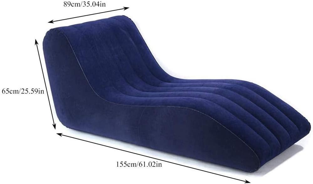 Gluckluz Inflatable Sofa Air Chair Flocked Lounge Couch Bed Bean Bag for Indoor Outdoor Travel Camping Hiking Backpacking (Blue)