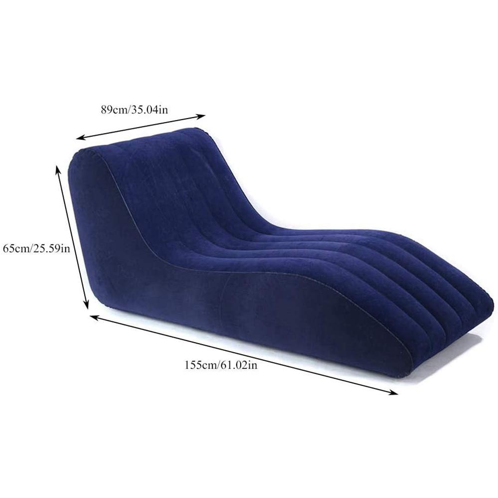 Gluckluz Inflatable Sofa Air Chair Flocked Lounge Couch Bed Bean Bag for Indoor Outdoor Travel Camping Hiking Backpacking (Blue)