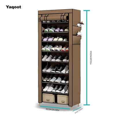 YAQOOT™ 10 Tiers Shoe Rack Storage Box for 27 Pairs, Foldable Shoe Rack, Foldable Shoes Organizer Cover, Shoe Cover Rack, Portable Shoe Storage Cabinet 158cm X 60cm X 30cm