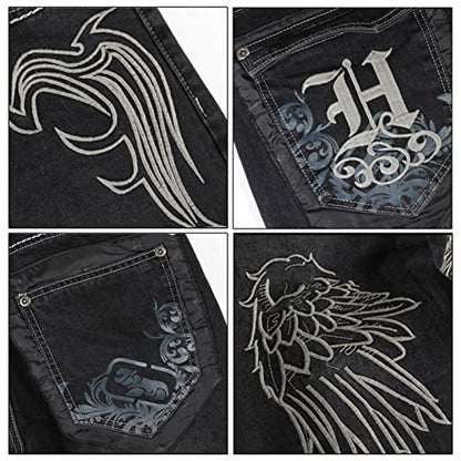 Y2k Baggy Jeans for Men Grunge Vintage Relaxed Fit Skateboard Jeans Loose Embroidery Hip Hop Dance Denim Pants