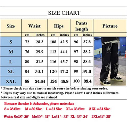 FantasyGears Y2k Jeans Men Grunge Hip Hop Baggy Pants Straight Leg Graphic Denim Joggers Loose Goth Trousers Streetwear