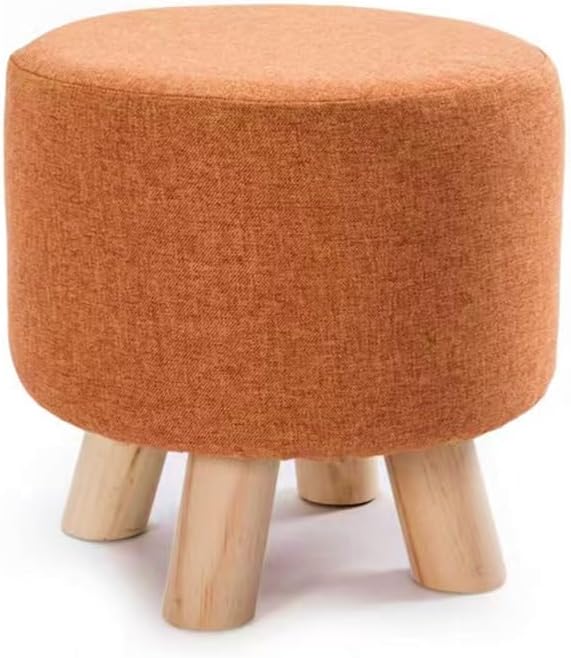 Packingoutlet Upholstered Footstool with Wooden Legs - Small Ottoman for Living Room, Bedroom, or Kids' Room