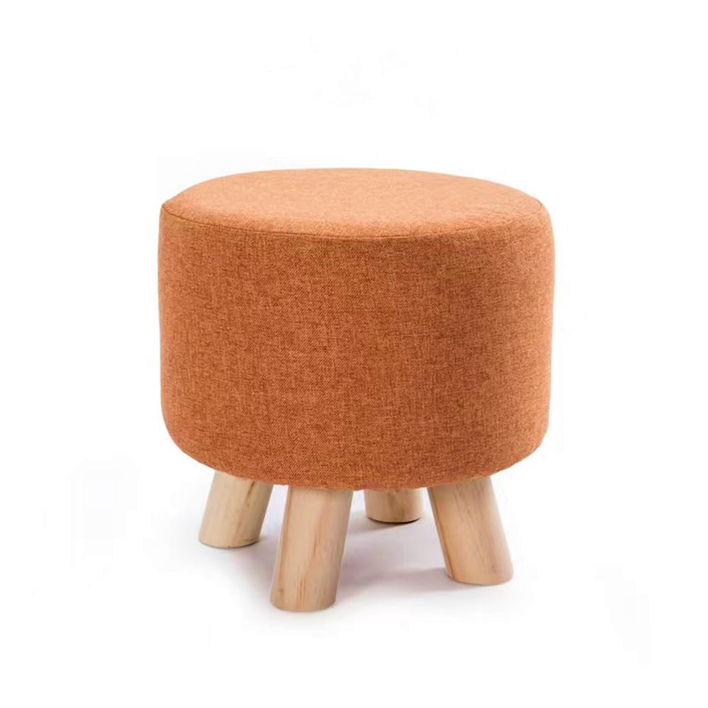 Packingoutlet Upholstered Footstool with Wooden Legs - Small Ottoman for Living Room, Bedroom, or Kids' Room