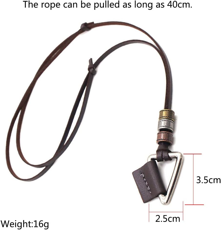 JczR.Y Leather Necklace for Men Double Circle Rings Leather Rope Pendant Necklace Punk Leather Chain Disc Ring Necklace Vintage Jewelry Gift