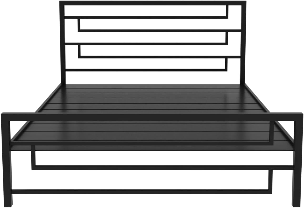 RIGID Steel Bed With Heavy Duty Metal Platform (Single Bed, Black)