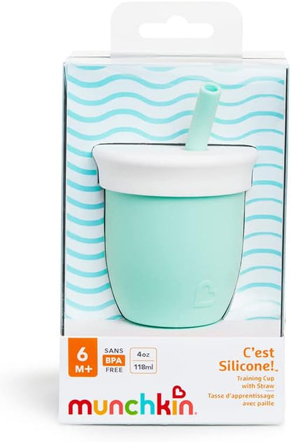 Munchkin C’est Silicone! Open Toddler and Baby Cup for Babies and Toddlers 4 Months+, Ideal Transition Sippy Cup and Suitable Free Flow Sippy Cup for Baby and Toddler weaning, 2oz/60ml, Mint