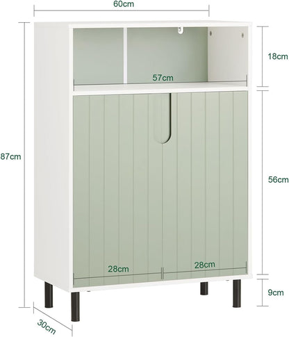 SoBuy (UAE STOCK) BZR137-GR Bathroom Tall Cabinet Bathroom Storage Cabinet with Laundry Basket White and Light Green W31 x D30 x H167cm (basin cabinet)