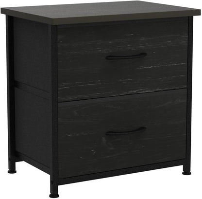 LUMTOK Greige Nightstand Set of 2 with Drawer, 2 Drawers Dresser for Bedroom, Small Night Stand and Dressers Sets with 2 Fabric Drawers, End Table with Drawer for Living Room, College Dorm (2PCS)