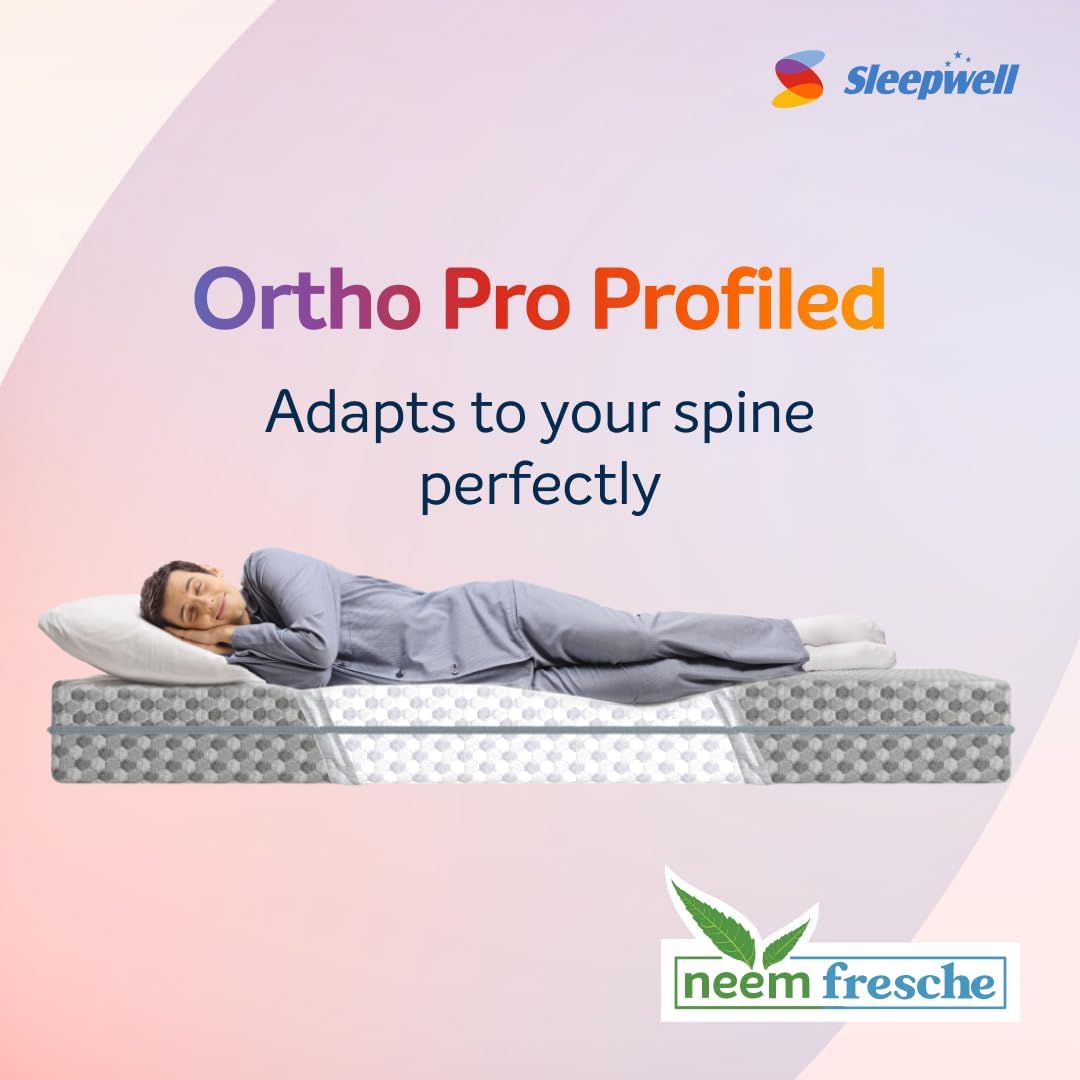 Sleepwell Ortho Pro Profiled Foam | 100 Night Trial | Impressions Memory Foam Mattress With Airvent Cool Gel Technology | Single Bed Size (200L x 90W x 20H cm)