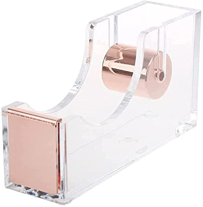 Acrylic Tape Dispenser, KASTWAVE Modern Design Office Desktop Tape Dispenser Metal Core Tape Holder Gold Decorative Accessory for Office School Supplies