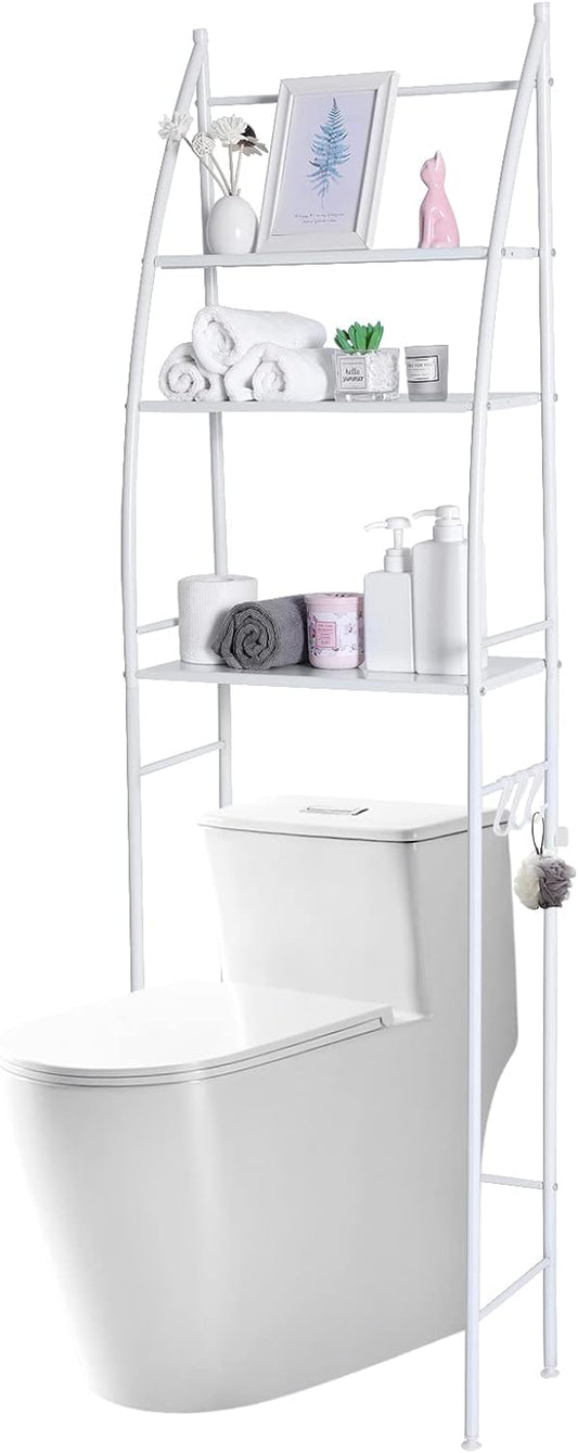 Sky Touch Bathroom Storage Shelf 3 Tier, Toilet Storage Rack Easy To Assemble Toilet Bathroom Shelf No Drilling Toilet Organizer White, 00062-Sk3C3, Bathroom Shelves