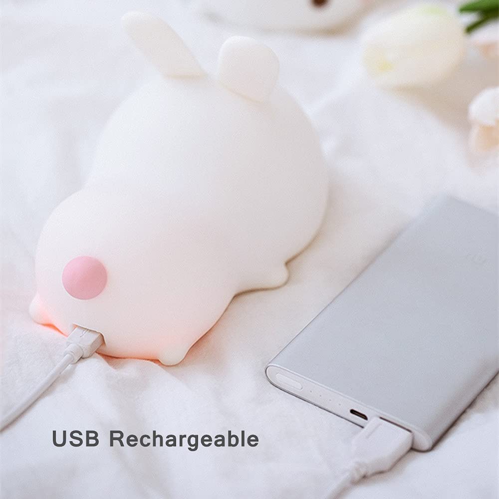 Dimanito Cute Kids Night Light Night Lamp Night Lights for Kids Bedroom Toddler Baby Portable Silicone Battery Led Nightlight Nursery (Cute Bunny)