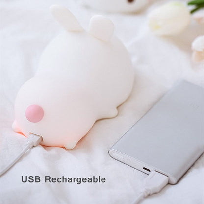 Dimanito Cute Kids Night Light Night Lamp Night Lights for Kids Bedroom Toddler Baby Portable Silicone Battery Led Nightlight Nursery (Cute Bunny)