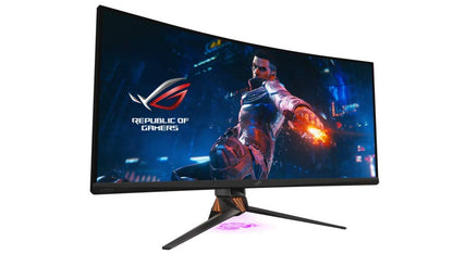 ASUS ROG Swift PG35VQ 35” Curved HDR Gaming Monitor, 200Hz, (3440 x 1440) 2ms, G-SYNC, Ultimate Eye Care, DisplayPort, HDMI, USB, Aura Sync - Black - CaveHubs