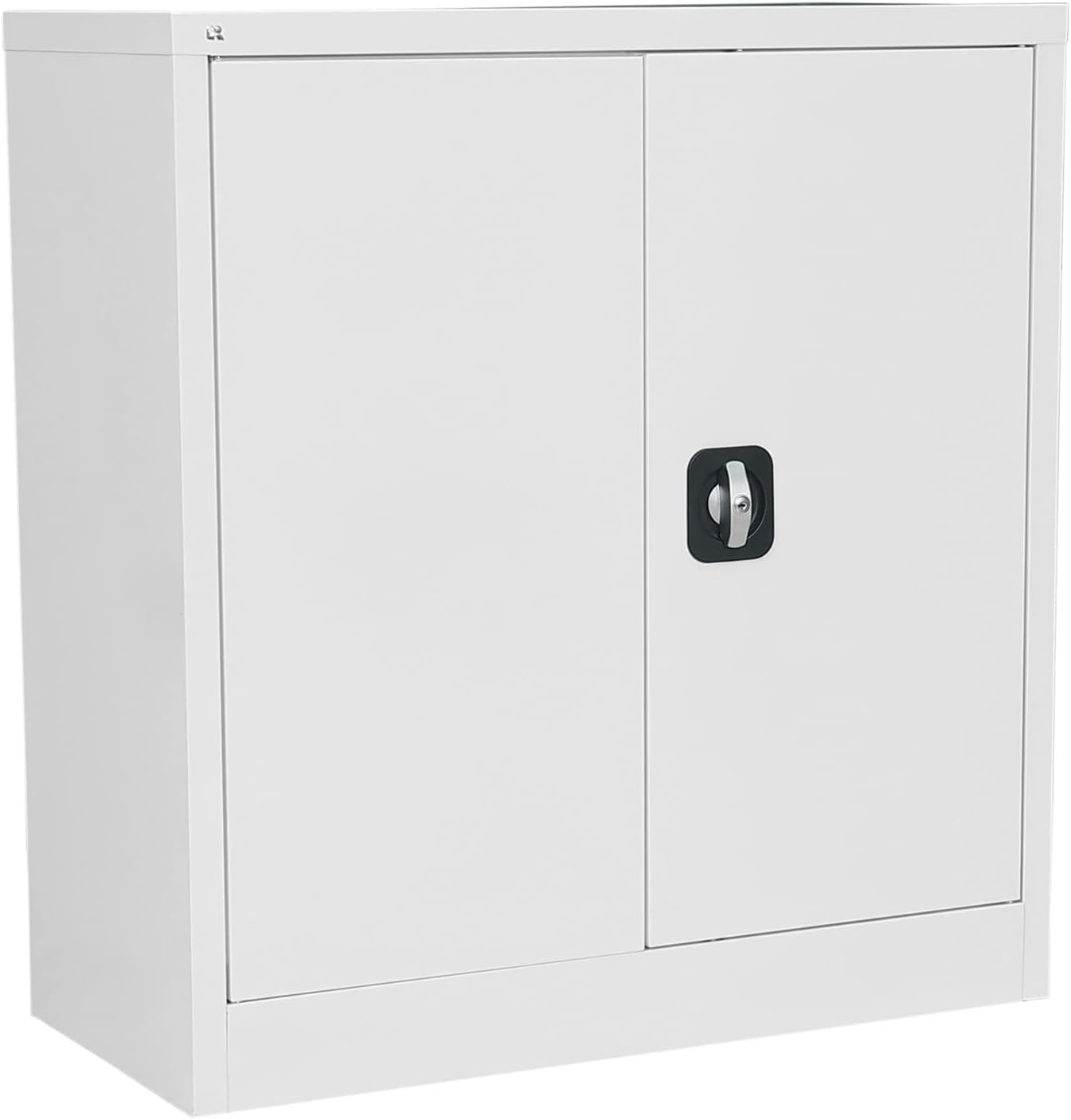 RIGID Office Cupboard Low Height, Steel Filing Cupboard, Cabinet with Shelves Storage Compartment (White)