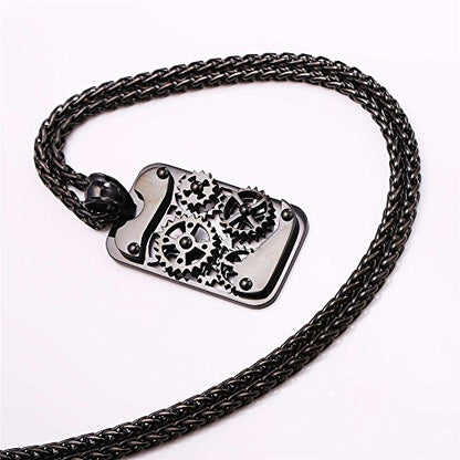 U7 Men Steampunk Jewelry Stainless Steel Rope Chain Cool Gear Pendant Necklace, 22/24/26 Inch Length, With Gift Box