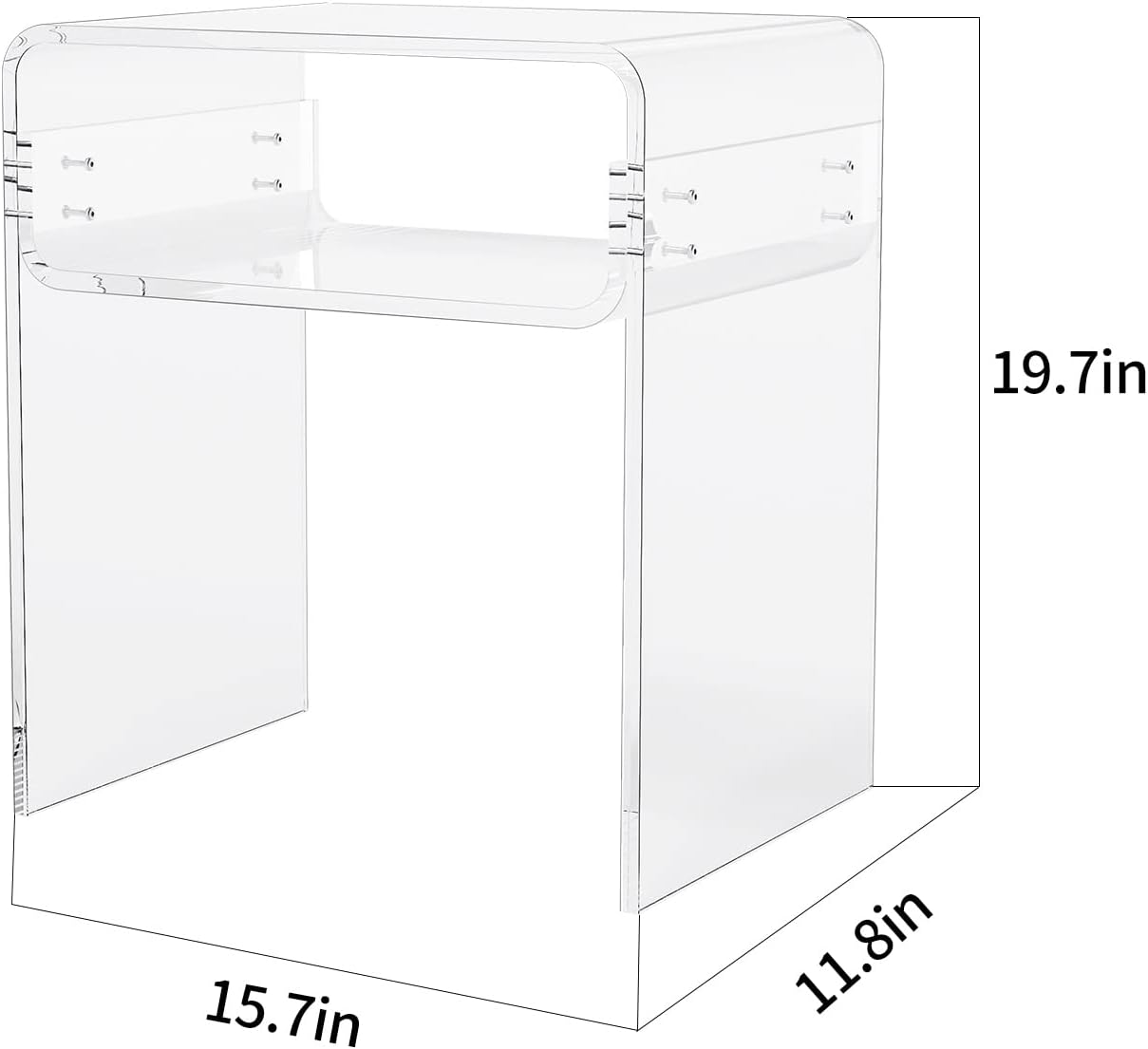 solaround Acrylic Side Table, Nightstand U-Shaped Bedside Table for Bedroom Living Room, 30 * 40 * 50cm, Clear