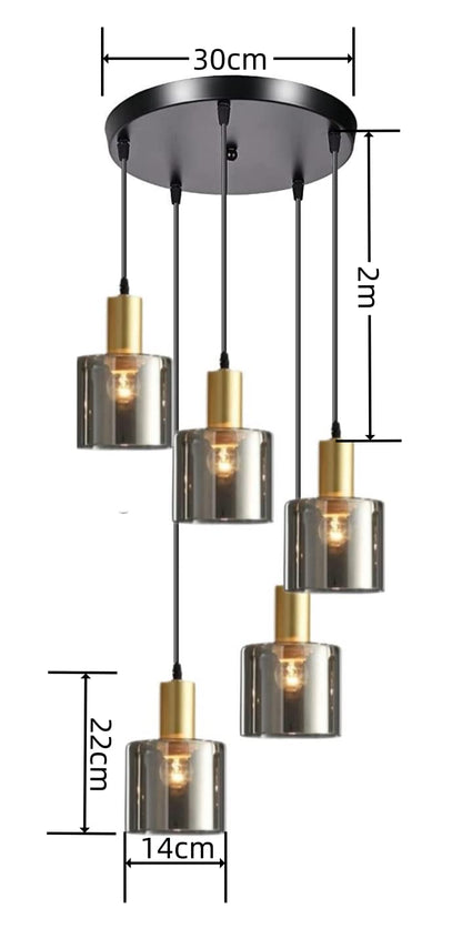 HUA QIANG WANG 3-Light Smoke Gray Glass Pendant Light,Modern Glass Hanging Light Chandelier for Living Room Dining Room Bedroom Kitchen Island