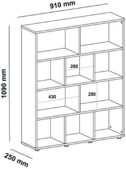 Artely MDF/MDP Book Shelf, Bookcase, Cabinet, Bookrack, Many Shelves, Ideal for Living Room, Bedroom, Office, Book Room, Rustic Brown, W 91 cm x D 25 cm x H 109 cm, DIY Assembly, 7899307514197