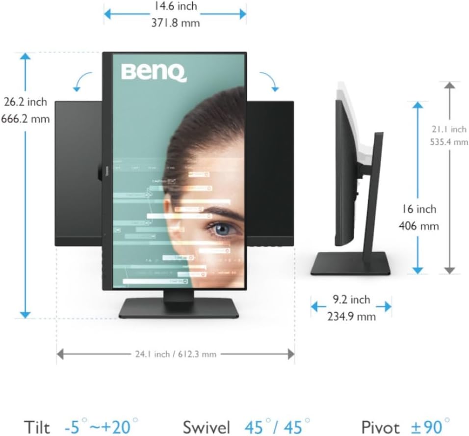 BenQ GW2785TC 27 inch IPS 1920x1080 Full HD 75Hz Ultra-Slim Bezel Monitor, Height Adjust, Eye Care, Brightness Intelligence, Speakers, Mic, USB-C (PD 60W), HDMI, DP, Coding Mode, Daisy Chain (Black)