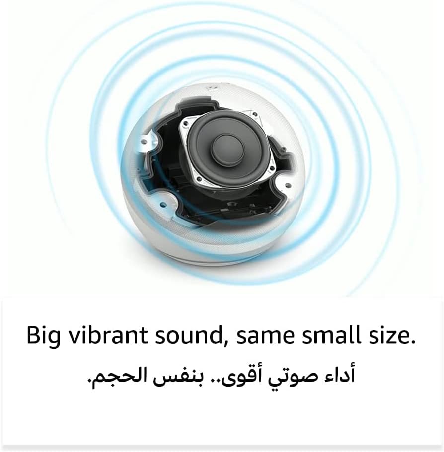 Echo Dot (5th Gen) | smart bluetooth speaker with clock and Alexa | Use your voice to control smart home devices, play music or the Quran, and more (speaks English & Khaleeji) | Cloud Blue