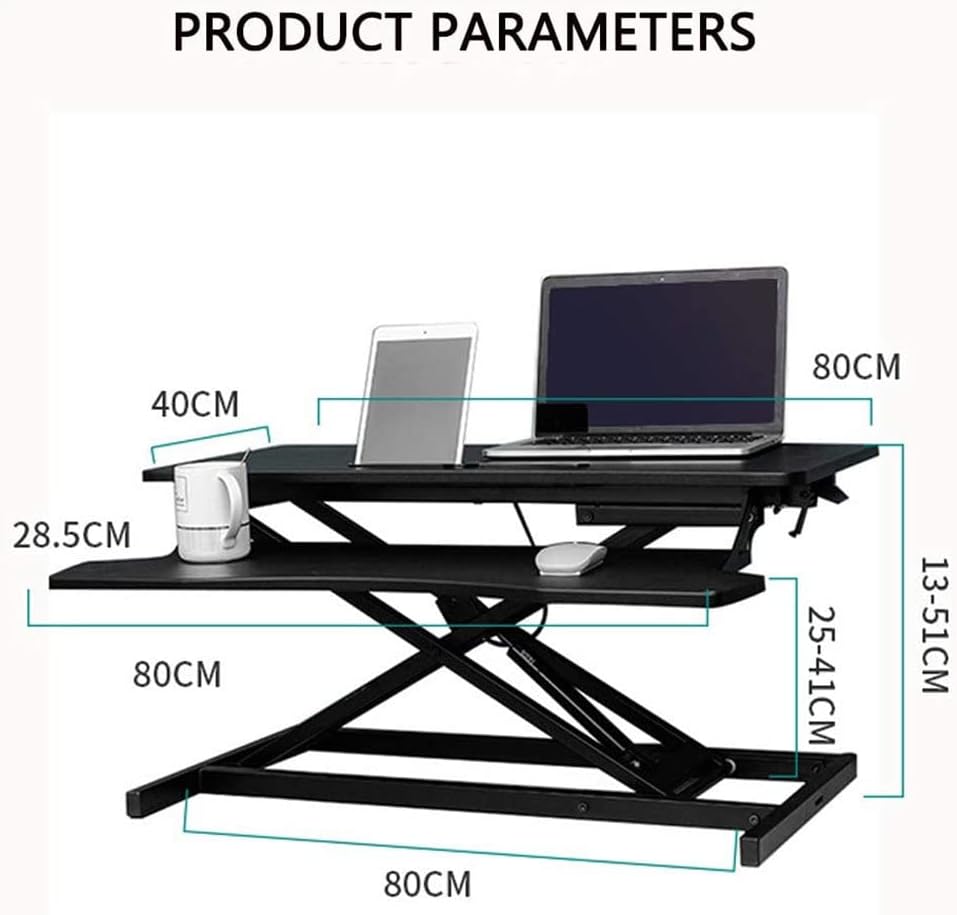 COOLBABY Standing Desk Converter-32-inch Height Adjustable,Removable Desk Workbench,Hydraulic Spring Assist,Free Adjustment Height,Sit or Stand,Black