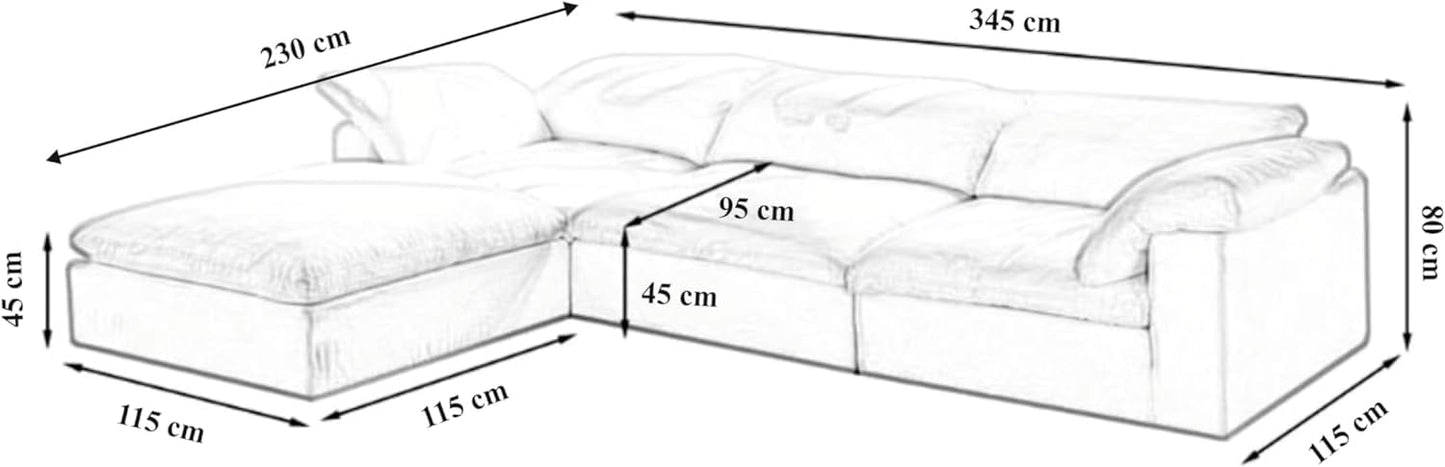 Uzman Home Cloud 3 Seater Luxury Couch Modern Design Sectional Sofa For Living Room Furniture With Free Installation Color - White